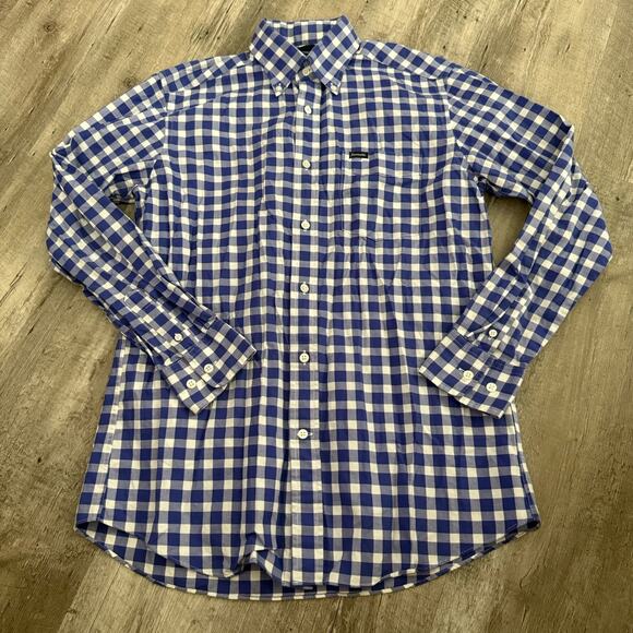 Faconnable Shirt Mens Small Club Blue Gingham Check Long Sleeve Button Up - Picture 3 of 7